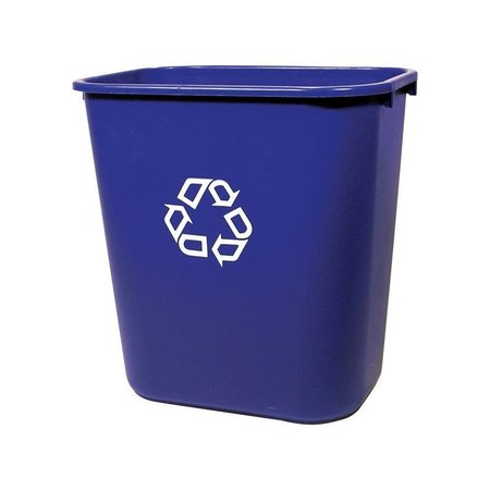 RUBBERMAID 7.03 gal Rectangular Recycling Container, Blue, Plastic 295673 BLUE